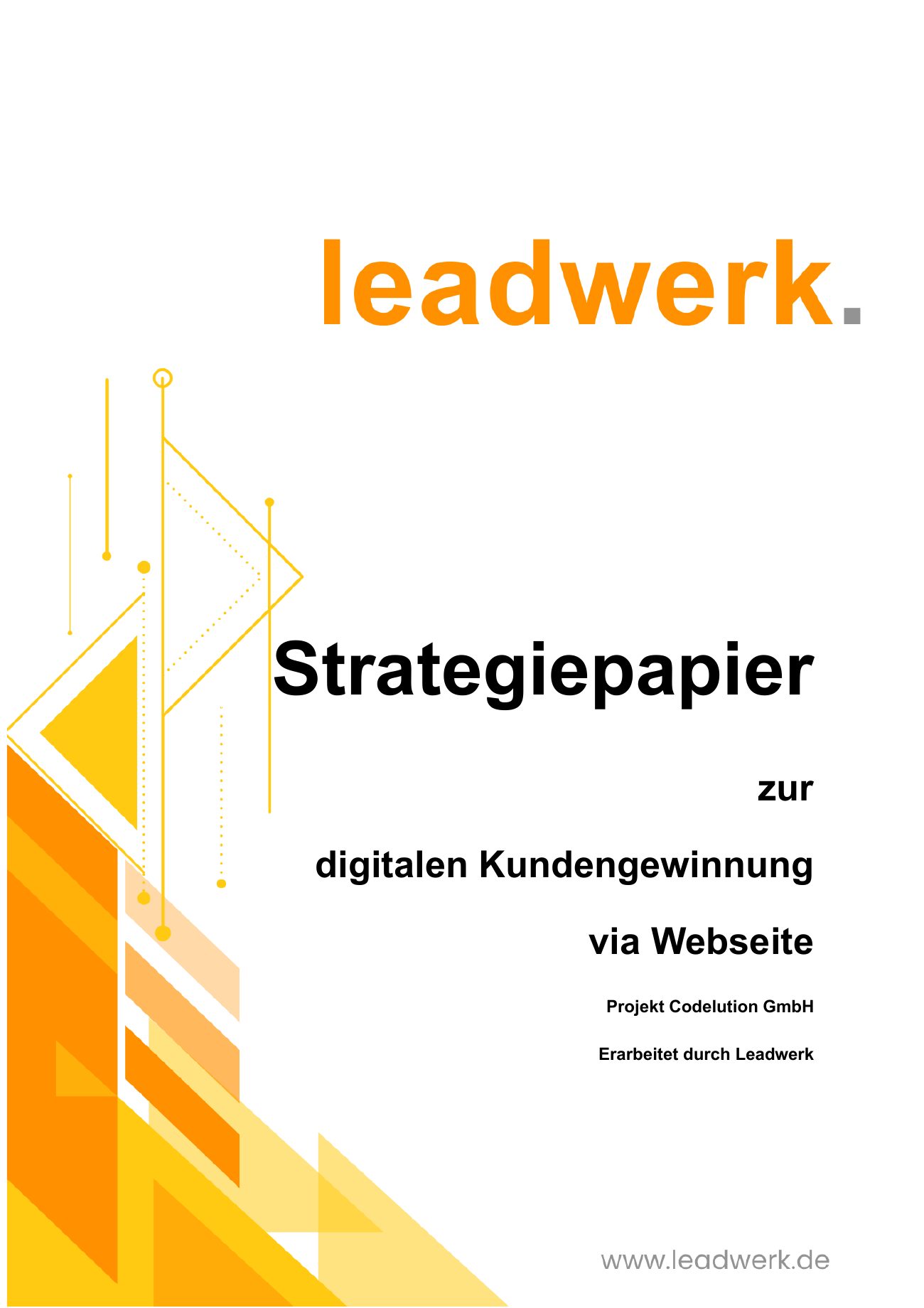 Titelseite des Strategiepapiers zur digitalen Kundengewinnung via Webseite für die Codelution GmbH, erarbeitet durch Leadwerk