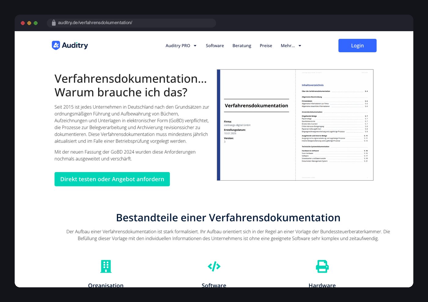 Contrango Ausgangslage Browser