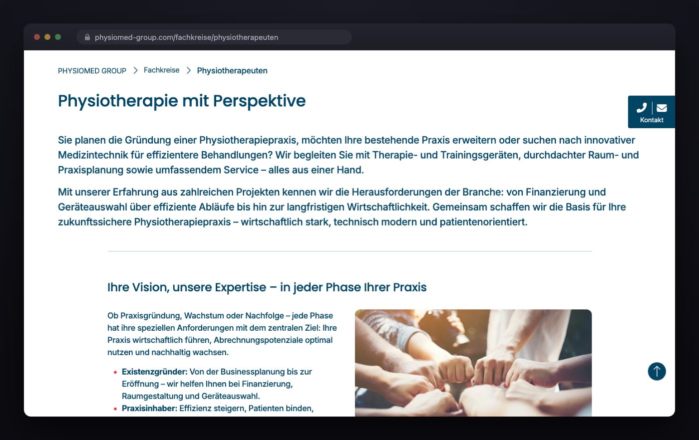 Physiomed Ausgangslage Browser