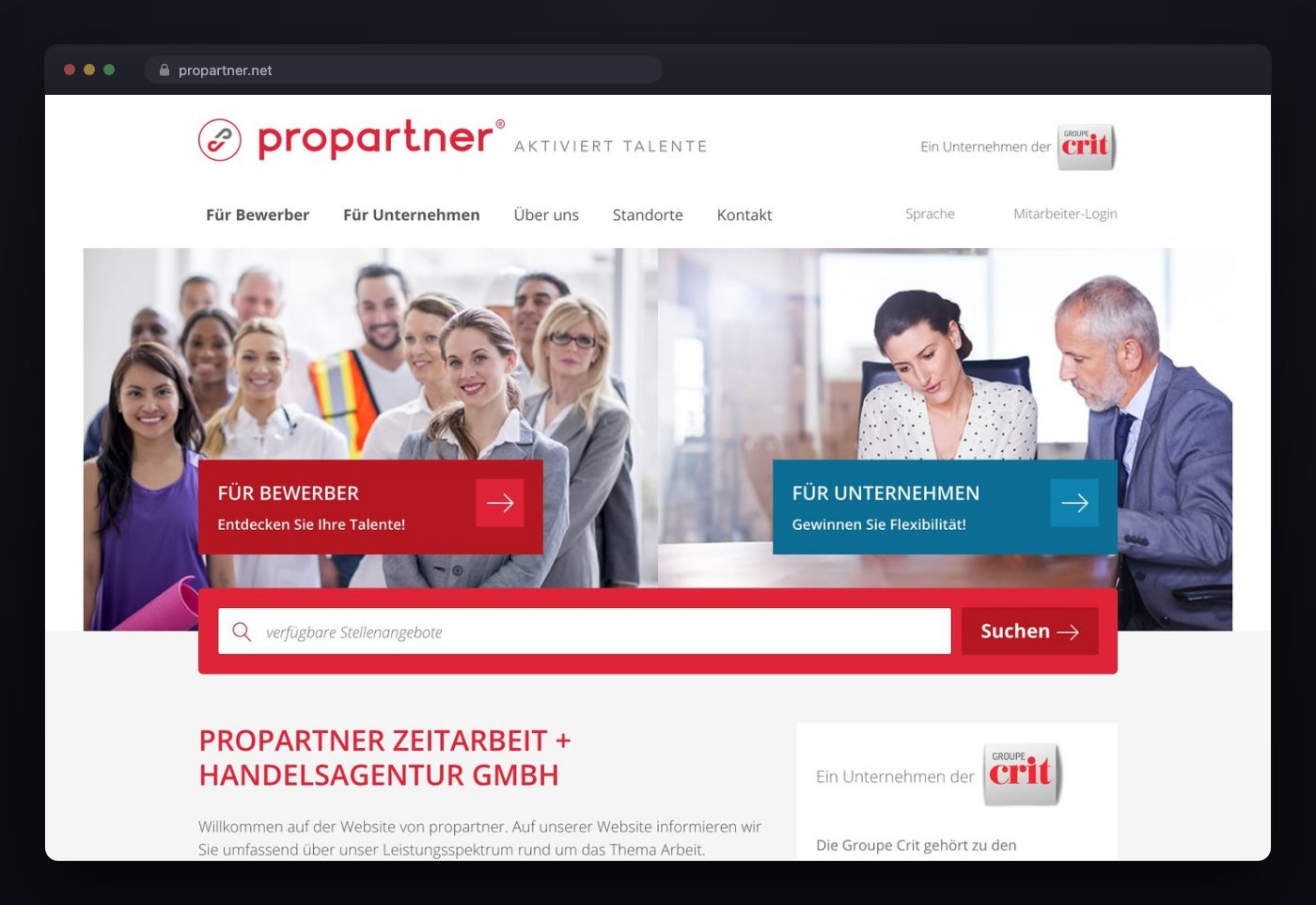Propartner Ausgangslage Browser